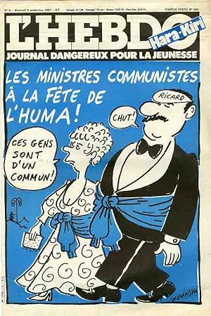 "L'HEBDO HARA-KIRI N°8 du 9/9/1981" WOLINSKI : LES MINISTRES COMMUNISTES À LA FÊTE DE HUMA ! / L'...