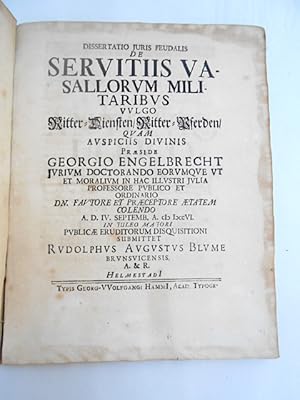 Dissertatio juris feudalis de servitiis vasallorum militaribus vulgo Ritter-Diensten, Ritter-Pfer...