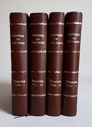 Oeuvres complétes de Voltaire - Theatre - Tome 1, 3, 4, 5 - schöne, neuzeitliche Echtledereinbänd...
