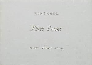 Imagen del vendedor de Three Poems a la venta por Bouquinerie L'Ivre Livre