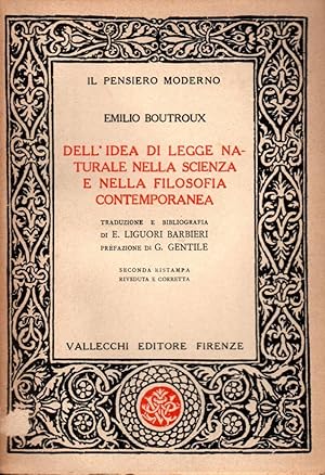 Imagen del vendedor de Dell'idea di legge naturale nella scienza e nella filosofia contemporanea a la venta por Studio Bibliografico Stazione di Posta