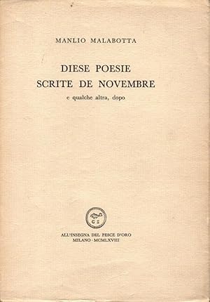 Seller image for Diese poesie scrite de novembre for sale by Studio Bibliografico Stazione di Posta