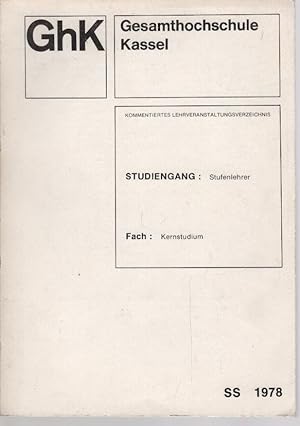 Seller image for Kommentiertes Lehrveranstaltungsverzeichnis Studiengang : Stufenleiter SS 1978 for sale by Schrmann und Kiewning GbR