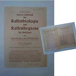 Kurzes Lehrbuch der Rassenbiologie und Rassenhygiene für Mediziner. Von Dozent Dr. phil. et med. ...