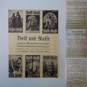 Volk und Rasse. Illustrierte Monatsschrift für deutsches Volkstum / Rassenkunde / Rassenhygiene: ...