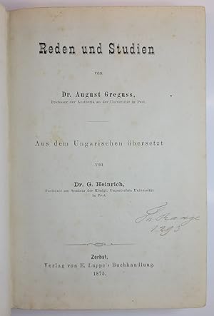 Reden und Studien. Aus dem Ungarischen übersetzt von G. Heinrich.