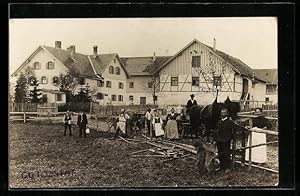 Foto-Ansichtskarte Durlach-Bodelsberg, Gut Gstör, Familie und Gesinde