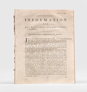 Bild des Verkufers fr Information for Joseph Knight, a native of Africa, pursuer in the action at his instance; against John Wedderburn of Ballandean, Esq; Defender; [bound with] Information for John Wedderburn, Esq; [and] Additional Information for Joseph Knight. zum Verkauf von Peter Harrington.  ABA/ ILAB.