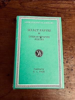 Image du vendeur pour Select Papyri III: Literary Papyri; Poetry mis en vente par Cream Petal Goods