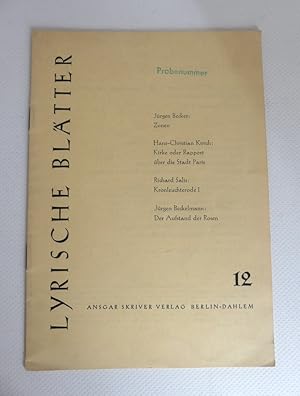 Bild des Verkufers fr Lyrische Bltter, Nr. 12 Dezember 1957. - Herausgeber fr dieses Heft: Horst Bienek. zum Verkauf von Antiquariat Maralt