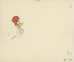 Collection of five original sketches and one original cel of Woody Woodpecker and Buzz Buzzard