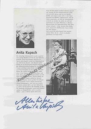 Bild des Verkufers fr Original Autogramm Anita Kupsch /// Autograph signiert signed signee zum Verkauf von Antiquariat im Kaiserviertel | Wimbauer Buchversand