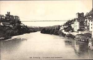 Bild des Verkufers fr Ansichtskarte / Postkarte Freiburg Stadt Freiburg Schweiz, Die groe Hngebrcke zum Verkauf von akpool GmbH