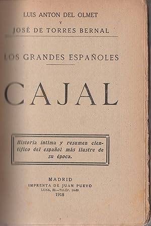 Bild des Verkufers fr Los grandes espaoles. Cajal . zum Verkauf von Librera Astarloa