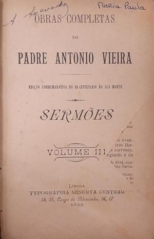 SERMÕES, VOLUME III. [EDIÇÃO DE 1899]