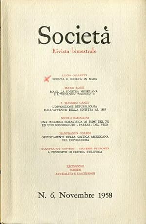 Società, rivista bimestrale, n. 6 (novembre 1958).