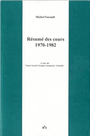 Bild des Verkufers fr Rsum des cours 1970-1982. zum Verkauf von BFS libreria