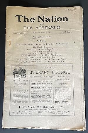 Bild des Verkufers fr The Nation and The Athenaeum [containing Katherine Mansfield's last story and more] [ zum Verkauf von Allington Antiquarian Books, LLC (IOBA)
