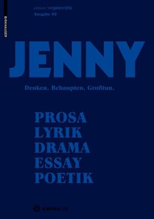 Immagine del venditore per Jenny. Ausgabe 02 : Denken, Behaupten, Grotun. -Language: german venduto da GreatBookPrices