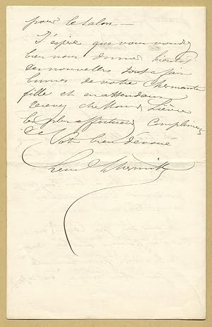 Bild des Verkufers fr Lon Lhermitte (1844-1925) - Autograph letter signed - 1882 zum Verkauf von PhP Autographs