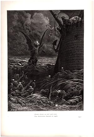 "About, about, in reel and rout, The Death-fires danced at night." - Original Plate with Engravin...