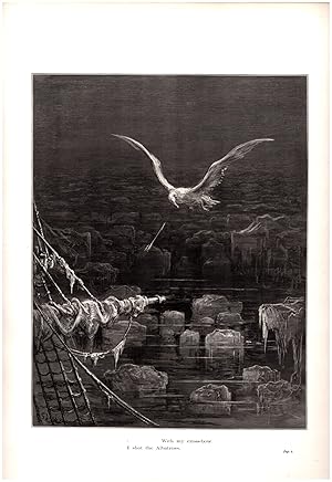". With my cross-bow I shot the Albatross." - Original Plate with Engraving from The Rime of the ...