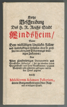 Bild des Verkufers fr Kurze Beschreibung der Reichsstadt Windsheim 1692; herausgegeben von Alfred Estermann zum Verkauf von Elops e.V. Offene Hnde