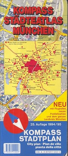 Bild des Verkufers fr Mnchen. KOMPASS Stadtplan - Ausgabe 1994/95 zum Verkauf von Allguer Online Antiquariat