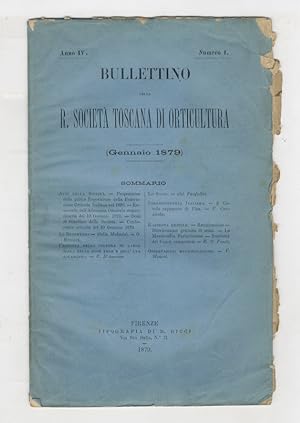 BOLLETTINO della R. Società Toscana di Orticoltura. Anno IV. 1879. fascicoli 1-12. [Annata comple...