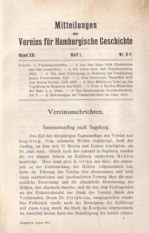 Bild des Verkufers fr des Vereins fr Hamburgische Geschichte. Band XII, Heft 6/7. zum Verkauf von Antiquariat Heinz Tessin