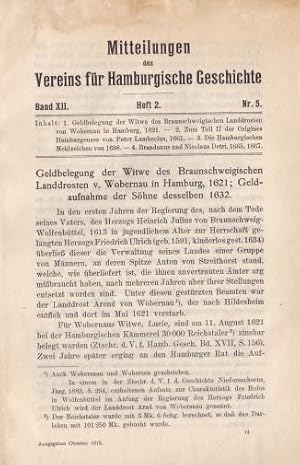 Bild des Verkufers fr des Vereins fr Hamburgische Geschichte. Band XII, Heft 2, Nr. 5. zum Verkauf von Antiquariat Heinz Tessin