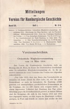 Bild des Verkufers fr des Vereins fr Hamburgische Geschichte. Band XII, Heft 3/4. zum Verkauf von Antiquariat Heinz Tessin