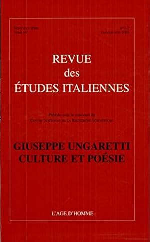 GIUSEPPE UNGARETTI: CULTURE ET POESIE