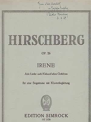 Immagine del venditore per WALTHER HIRSCHBERG (Rudolf Walther Hirschberg, 1889-1960) Berliner Komponist, Musikkritiker und Musiktheoretiker, der bis zum Jahre 1933 mit den Signalen fr die musikalische Welt eine der bedeutendsten Musikzeitschriften geleitet hatte und dann zur Emigration gezwungen wurde. venduto da Herbst-Auktionen