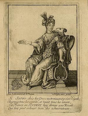 Antique Master Print-Portrait of author Madeleine de Scudery-Anonymous-ca. 1700