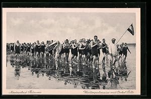 Bild des Verkufers fr Ansichtskarte Bsum / Nordseebad, Wattenpolonaise mit Onkel Pelle zum Verkauf von Bartko-Reher