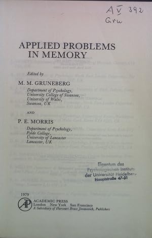 Bild des Verkufers fr Applied Problems in Memory. zum Verkauf von books4less (Versandantiquariat Petra Gros GmbH & Co. KG)