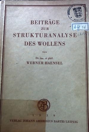 Imagen del vendedor de Beitrge zur Strukturanalyse des Wollens a la venta por books4less (Versandantiquariat Petra Gros GmbH & Co. KG)