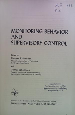 Bild des Verkufers fr Monitoring Behavior and Supervisory Control. NATO Conference Series, 3: Human Factors, vol.1 zum Verkauf von books4less (Versandantiquariat Petra Gros GmbH & Co. KG)