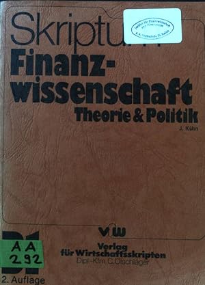 Bild des Verkufers fr Finanzwissenschaft : Theorie & Politik. vfw ; 31 : Skriptum zum Verkauf von books4less (Versandantiquariat Petra Gros GmbH & Co. KG)