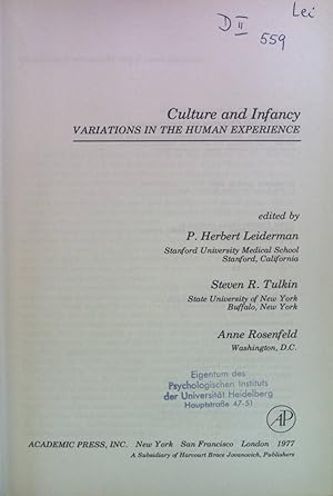 Bild des Verkufers fr Culture and Infancy: Variations in the Human Experience. The Child Psychology Series zum Verkauf von books4less (Versandantiquariat Petra Gros GmbH & Co. KG)