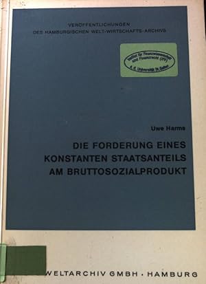 Bild des Verkufers fr Die Forderung eines konstanten Staatsanteils am Bruttosozialprodukt : Wirkungen auf Konjunktur u. Wachstum mit e. Neuberechnung d. ffentl. Ausgaben. Verffentlichungen des Hamburgischen Weltwirtschaftsarchivs zum Verkauf von books4less (Versandantiquariat Petra Gros GmbH & Co. KG)