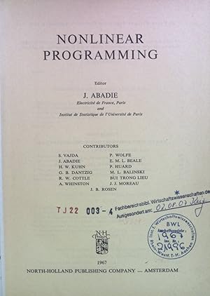 Seller image for Nonlinear Programming. for sale by books4less (Versandantiquariat Petra Gros GmbH & Co. KG)