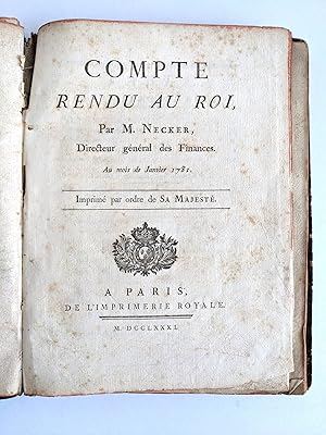 1781 FINANCES of PRE-REVOLUTIONARY FRANCE with 2 Fold-Open MAPS First Edition COMPTE RENDU AU ROI