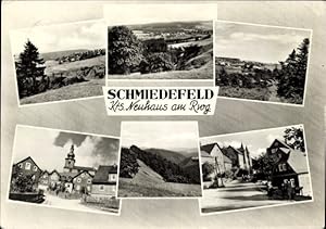 Bild des Verk�ufers f�r Ansichtskarte / Postkarte Schmiedefeld bei Neuhaus am Rennweg Saalfeld Th�ringen, Panorama, Teilansichten, Stra�enpartie zum Verkauf von akpool GmbH