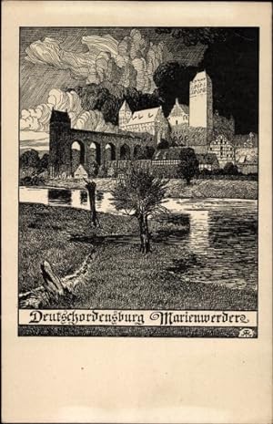 Künstler Ansichtskarte / Postkarte Thiele, W., Kwidzyn Marienwerder Westpreußen, Deutschordensburg