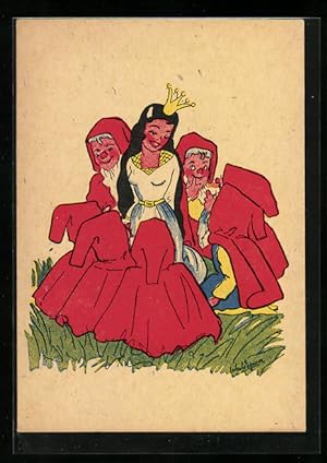 Bild des Verkufers fr Knstler-Ansichtskarte Schneewittchen und die sieben Zwerge zum Verkauf von Bartko-Reher