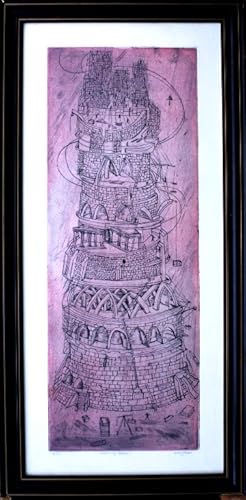 Seller image for Original etching "Tower of Babel" by Dolf Rieser for sale by Vortex Books