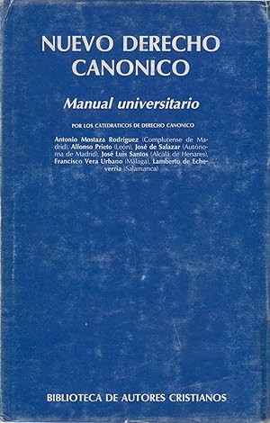 Immagine del venditore per NUEVO DERECHO CANNICO Manual Universitario venduto da Libreria Rosela