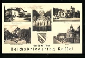Ansichtskarte Kassel, Grossdeutscher Reichskriegertag, Schloss Wilhelmshöhe, Preussisches Staatst...